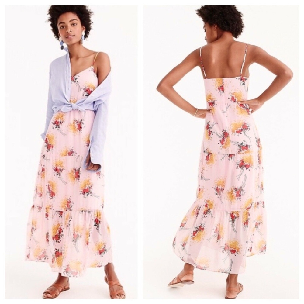 J Crew Mercantile, tiered pink maxi dress, size 2